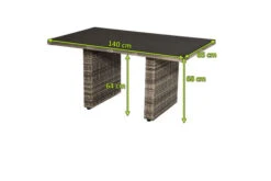 Ploß Rabida Lounge-Tisch, Champagner-meliert, Polyrattan, 140x85cm, Glasplatte In Steinoptik -Ausgewählte Gartenmöbelgeschäfte 21637 5.jpg