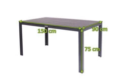 VILLANA Esstisch, Anthrazit/schwarz, Alu/Holzimitat, 150x90cm, Rechteckig -Ausgewählte Gartenmöbelgeschäfte 21647 mass.jpg