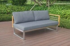OUTFLEXX Ecklounge, Natur/grau, Edelstahl/Teak, 5 Personen, Inklusive Sessel Und Multifunktionstisch 100 X 70 Cm, Lehne Links -Ausgewählte Gartenmöbelgeschäfte 21650 1.JPG 1