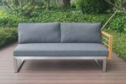 OUTFLEXX Ecklounge, Natur/grau, Edelstahl/Teak, 5 Personen, Inklusive Sessel Und Tisch 110 X 60 Cm, Lehne Links -Ausgewählte Gartenmöbelgeschäfte 21650 2.JPG 2