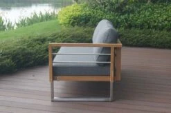OUTFLEXX Ecklounge, Natur/grau, Edelstahl/Teak, 5 Personen, Inklusive Sessel Und Multifunktionstisch 100 X 70 Cm, Lehne Links -Ausgewählte Gartenmöbelgeschäfte 21650 3.JPG 1