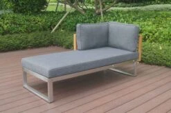 OUTFLEXX Ecklounge, Natur/grau, Edelstahl/Teak, 5 Personen, Inklusive Sessel Und Tisch 110 X 60 Cm, Lehne Links -Ausgewählte Gartenmöbelgeschäfte 21652 1.JPG 2