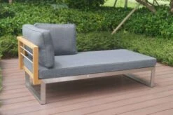 OUTFLEXX Ecklounge, Natur/grau, Edelstahl/Teak/Keramik, 5 Personen, Inklusive Sessel Und Multifunktionstisch 100 X 70 Cm, Lehne Links -Ausgewählte Gartenmöbelgeschäfte 21652 2.JPG