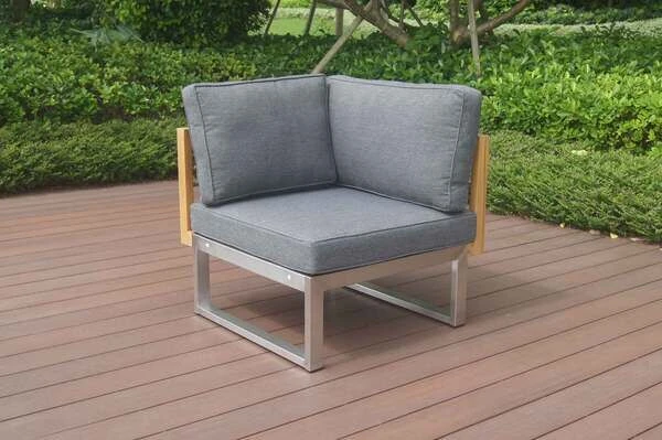 OUTFLEXX Eckelement, Natur / Grau, FSC-Teak / Edelstahl / Olefin, 74x74x64 Cm 4 OUTFLEXX Eckelement, Natur / Grau, FSC-Teak / Edelstahl / Olefin, 74x74x64 Cm – Bild 2