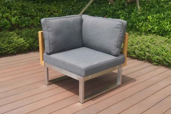 OUTFLEXX Eckelement, Natur / Grau, FSC-Teak / Edelstahl / Olefin, 74x74x64 Cm 5 OUTFLEXX Eckelement, Natur / Grau, FSC-Teak / Edelstahl / Olefin, 74x74x64 Cm – Bild 3