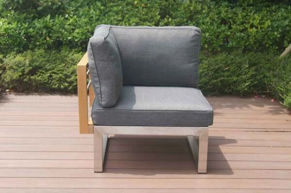 OUTFLEXX Eckelement, Natur / Grau, FSC-Teak / Edelstahl / Olefin, 74x74x64 Cm 8 OUTFLEXX Eckelement, Natur / Grau, FSC-Teak / Edelstahl / Olefin, 74x74x64 Cm – Bild 6