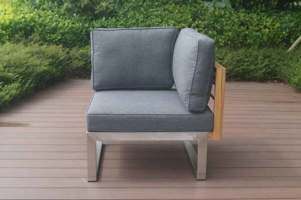 OUTFLEXX Eckelement, Natur / Grau, FSC-Teak / Edelstahl / Olefin, 74x74x64 Cm 9 OUTFLEXX Eckelement, Natur / Grau, FSC-Teak / Edelstahl / Olefin, 74x74x64 Cm – Bild 7