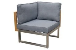 OUTFLEXX Eckelement, Natur / Grau, FSC-Teak / Edelstahl / Olefin, 74x74x64 Cm