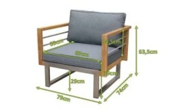 OUTFLEXX Sessel, Natur / Grau, FSC-Teak / Edelstahl / Olefin, 79x74x64 Cm -Ausgewählte Gartenmöbelgeschäfte 21654 5 mass.JPG