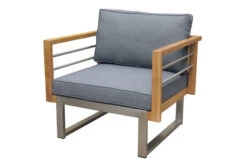 OUTFLEXX Ecklounge, Natur/grau, Edelstahl/Teak, 5 Personen, Inklusive Sessel Und Tisch 110 X 60 Cm, Lehne Links -Ausgewählte Gartenmöbelgeschäfte 21654 6.JPG 2