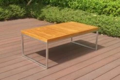 OUTFLEXX Kaffeetisch, Natur, FSC-Teak / Edelstahl, 110x60x40 Cm -Ausgewählte Gartenmöbelgeschäfte 21655 1.JPG
