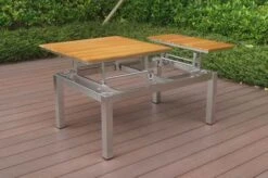OUTFLEXX Multifunktionstisch, Natur, FSC-Teak / Edelstahl, 100/118x70/90x45/60cm, Platten Mehrfach Verstellbar -Ausgewählte Gartenmöbelgeschäfte 21656 1.JPG