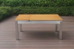 OUTFLEXX Multifunktionstisch, Natur, FSC-Teak / Edelstahl, 100/118x70/90x45/60cm, Platten Mehrfach Verstellbar -Ausgewählte Gartenmöbelgeschäfte 21656 10.JPG