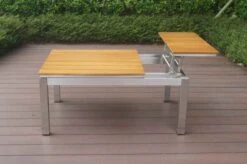 OUTFLEXX Multifunktionstisch, Natur, FSC-Teak / Edelstahl, 100/118x70/90x45/60cm, Platten Mehrfach Verstellbar -Ausgewählte Gartenmöbelgeschäfte 21656 11.JPG