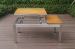 OUTFLEXX Multifunktionstisch, Natur, FSC-Teak / Edelstahl, 100/118x70/90x45/60cm, Platten Mehrfach Verstellbar -Ausgewählte Gartenmöbelgeschäfte 21656 12.JPG