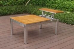 OUTFLEXX Multifunktionstisch, Natur, FSC-Teak / Edelstahl, 100/118x70/90x45/60cm, Platten Mehrfach Verstellbar -Ausgewählte Gartenmöbelgeschäfte 21656 3.JPG