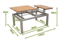 OUTFLEXX Multifunktionstisch, Natur, FSC-Teak / Edelstahl, 100/118x70/90x45/60cm, Platten Mehrfach Verstellbar -Ausgewählte Gartenmöbelgeschäfte 21656 5 mass.JPG