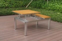 OUTFLEXX Multifunktionstisch, Natur, FSC-Teak / Edelstahl, 100/118x70/90x45/60cm, Platten Mehrfach Verstellbar -Ausgewählte Gartenmöbelgeschäfte 21656 7.JPG