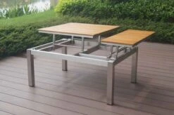OUTFLEXX Multifunktionstisch, Natur, FSC-Teak / Edelstahl, 100/118x70/90x45/60cm, Platten Mehrfach Verstellbar -Ausgewählte Gartenmöbelgeschäfte 21656 9.JPG