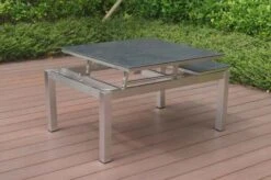 OUTFLEXX Multifunktionstisch, Grau Marmoriert, Glaskeramik / Edelstahl, 100/118x70/90x45/60cm, Platten Mehrfach Verstellbar -Ausgewählte Gartenmöbelgeschäfte 21657 11.JPG