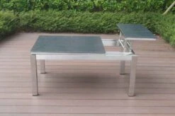 OUTFLEXX Multifunktionstisch, Grau Marmoriert, Glaskeramik / Edelstahl, 100/118x70/90x45/60cm, Platten Mehrfach Verstellbar -Ausgewählte Gartenmöbelgeschäfte 21657 12.JPG