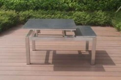 OUTFLEXX Multifunktionstisch, Grau Marmoriert, Glaskeramik / Edelstahl, 100/118x70/90x45/60cm, Platten Mehrfach Verstellbar -Ausgewählte Gartenmöbelgeschäfte 21657 13.JPG