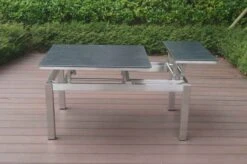 OUTFLEXX Multifunktionstisch, Grau Marmoriert, Glaskeramik / Edelstahl, 100/118x70/90x45/60cm, Platten Mehrfach Verstellbar -Ausgewählte Gartenmöbelgeschäfte 21657 15.JPG