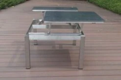 OUTFLEXX Multifunktionstisch, Grau Marmoriert, Glaskeramik / Edelstahl, 100/118x70/90x45/60cm, Platten Mehrfach Verstellbar -Ausgewählte Gartenmöbelgeschäfte 21657 18.JPG