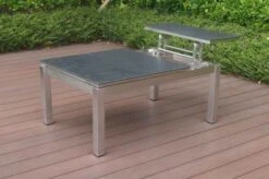 OUTFLEXX Multifunktionstisch, Grau Marmoriert, Glaskeramik / Edelstahl, 100/118x70/90x45/60cm, Platten Mehrfach Verstellbar -Ausgewählte Gartenmöbelgeschäfte 21657 3.JPG