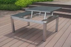 OUTFLEXX Multifunktionstisch, Grau Marmoriert, Glaskeramik / Edelstahl, 100/118x70/90x45/60cm, Platten Mehrfach Verstellbar -Ausgewählte Gartenmöbelgeschäfte 21657 9.JPG