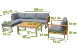 OUTFLEXX Ecklounge, Natur/grau, Edelstahl/Teak, 5 Personen, Inklusive Sessel Und Multifunktionstisch 100 X 70 Cm, Lehne Links -Ausgewählte Gartenmöbelgeschäfte 21661 2 mass.jpg