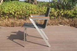 OUTFLEXX Stapelsessel, Schwarz, FSC-Teak / Edelstahl / Textilene, 60x56x85 Cm, Modernes Design -Ausgewählte Gartenmöbelgeschäfte 21672 2.JPG