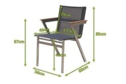 OUTFLEXX Stapelsessel, Schwarz, FSC-Teak / Edelstahl / Textilene, 60x56x85 Cm, Modernes Design -Ausgewählte Gartenmöbelgeschäfte 21672 5 mass.JPG