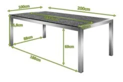 OUTFLEXX Esstisch, Grau, Granit / Edelstahl, 200x100 Cm, 2 Teilige Tischplatte -Ausgewählte Gartenmöbelgeschäfte 21743 5 mass.JPG