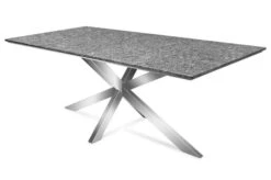 OUTFLEXX Esstisch, Grau, Granit / Edelstahl, 200x100 Cm, Modernes Design