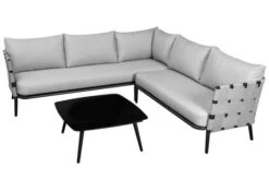 OUTFLEXX Ecklounge, Anthrazit Matt/hellgrau, Alu/Spuncrylic, 3-tlg., Tisch 76x76cm 4-5 Pers -Ausgewählte Gartenmöbelgeschäfte 21793 2.jpg