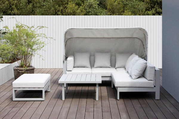 OUTFLEXX Willis Loungemöbel, Hellgrau, Alu/Polyester, 4-5 Personen, Mit Faltbarem Dach, Inkl. Loungetisch Und Hocker 3 OUTFLEXX Willis Loungemöbel, Hellgrau, Alu/Polyester, 4-5 Personen, Mit Faltbarem Dach, Inkl. Loungetisch Und Hocker