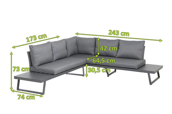 SIENA GARDEN Larina Loungemöbel, Matt Graphit, Aluminium, 2-teilig, Inkl. Sitz-und Rückenkissen, Für Bis Zu 5 Personen 7 SIENA GARDEN Larina Loungemöbel, Matt Graphit, Aluminium, 2-teilig, Inkl. Sitz-und Rückenkissen, Für Bis Zu 5 Personen – Bild 5