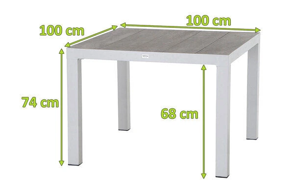 SIENA GARDEN Silva Esstisch, Matt Weiß-grau/washed Grey, Alu/Keramik, 100x100 Cm, Für Bis Zu 4 Personen 7 SIENA GARDEN Silva Esstisch, Matt Weiß-grau/washed Grey, Alu/Keramik, 100x100 Cm, Für Bis Zu 4 Personen – Bild 5