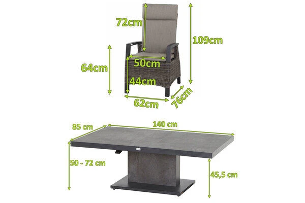 SIENA GARDEN Corido/Bellani Grau Loungeset, Charcoal/anthrazit/grau, Alu/Gardino®-Geflecht, Lifttisch 140x85 Cm, 4 Dining Move Sessel 7 SIENA GARDEN Corido/Bellani Grau Loungeset, Charcoal/anthrazit/grau, Alu/Gardino®-Geflecht, Lifttisch 140x85 Cm, 4 Dining Move Sessel – Bild 5