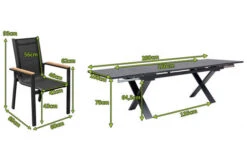 OUTFLEXX Esstischgarnitur, OUTFLEXX® Anthrazit Matt, Alu / Spraystone / Teak, Tisch 180/280x100cm, 6 Stapelsessel -Ausgewählte Gartenmöbelgeschäfte 22127 5.jpg