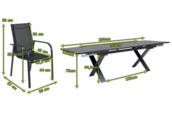 OUTFLEXX Esstischgarnitur, OUTFLEXX® Anthrazit Matt, Alu / Spraystone / Textil, Tisch 180/280x100cm, 10 Sessel, Stapelbar -Ausgewählte Gartenmöbelgeschäfte 22145 5.jpg