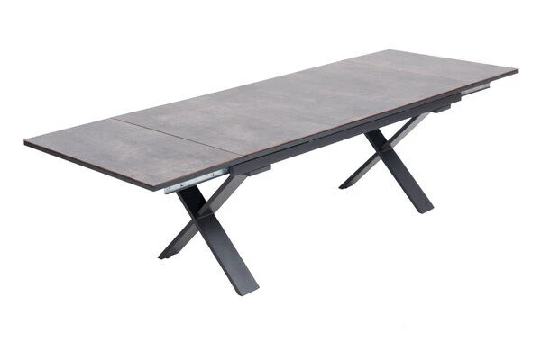 OUTFLEXX Esstischgarnitur, OUTFLEXX® Anthrazit Matt, Alu /HPL / Teak, Tisch 180/280x100cm, 10 Stapelsessel 11 OUTFLEXX Esstischgarnitur, OUTFLEXX® Anthrazit Matt, Alu /HPL / Teak, Tisch 180/280x100cm, 10 Stapelsessel – Bild 9