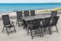 OUTFLEXX Esstischgarnitur, OUTFLEXX® Anthrazit Matt, Alu / HPL / Textil, Tisch 180/280x100cm, 8 Multipositionssessel -Ausgewählte Gartenmöbelgeschäfte 22156 6.jpg