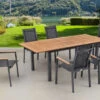 OUTFLEXX Esstischgarnitur, OUTFLEXX® Anthrazit Matt, Alu / Teak / Textil, Tisch 150/210x90cm, 6 Stapelsessel -Ausgewählte Gartenmöbelgeschäfte 22169 1.jpg
