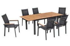 OUTFLEXX Esstischgarnitur, OUTFLEXX® Anthrazit Matt, Alu / Teak / Textil, Tisch 150/210x90cm, 6 Stapelsessel -Ausgewählte Gartenmöbelgeschäfte 22169 16.jpg