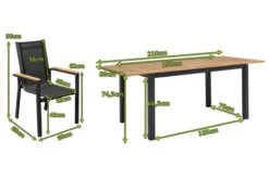 OUTFLEXX Esstischgarnitur, OUTFLEXX® Anthrazit Matt, Alu / Teak / Textil, Tisch 150/210x90cm, 6 Stapelsessel -Ausgewählte Gartenmöbelgeschäfte 22169 5 mass.jpg