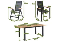 OUTFLEXX Esstischgarnitur, OUTFLEXX® Anthrazit Matt, Alu / Teak / Textil, Tisch 150/210x90cm, 6 Stapelsessel, 2 Multipo -Ausgewählte Gartenmöbelgeschäfte 22172 5.jpg