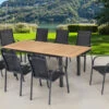 OUTFLEXX Esstischgarnitur, OUTFLEXX® Anthrazit Matt, Alu / Teak / Textil, Tisch 150/210x90cm, 8 Sessel, Stapelbar -Ausgewählte Gartenmöbelgeschäfte 22184 1.jpg