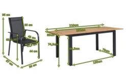 OUTFLEXX Esstischgarnitur, OUTFLEXX® Anthrazit Matt, Alu / Teak / Textil, Tisch 150/210x90cm, 8 Sessel, Stapelbar -Ausgewählte Gartenmöbelgeschäfte 22184 5.jpg